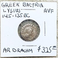 145-135BC Greek Bactria Lyslles LIGHTLY CIRC