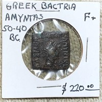 50-40BC Greek Bactria Amyntas NICELY CIRCULATED