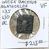 135-130BC Greek Bactria Agathoklea NICELY CIRC