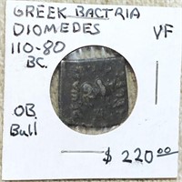 110-80BC Greek Bactria Diomedes LIGHT CIRC