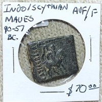 90-57BC Indo Scythian Maues NICELY CIRCULATED