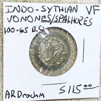 100-65BC Indo Sythian Vonones NICELY CIRCULATED
