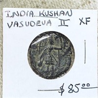 India Kushan Vasudeua II Coin LIGHTLY CIRCULATED