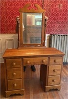 Maple Mirrored Vanity Desk