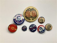6 Political Buttons, 1 Liberty Loan &  Cinncinnati
