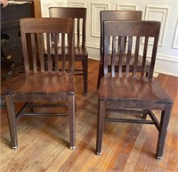 4 Matching Heavy Pine Dinette Chairs