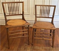 2 Short Back Wood Chairs