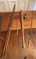 Fishing Rods, Wood Bat & Trophy