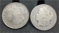 1901-O & 1921 Morgan Silver Dollar