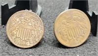1864 & 1865 U.S. Two Cent Coins