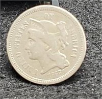 1868 U.S. Three Cent Coin, Nickel