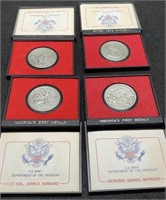 4 Different America's First Medals w/ Cases;