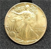 1987 Silver Eagle w/ Gold Layering