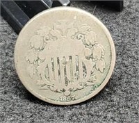1867 Shield Nickel w/ Rays
