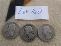 3 Silver Quarters 1942  1942  1935