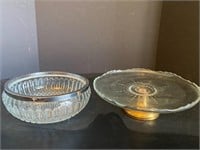 Glass Serving Bowl & Cake Plate