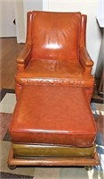 Mid Century Orange Leather Chair on Front