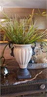 Ceramic vase Urn approx 13" plus greenery