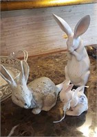 Bunny figures lot ceramic and composite