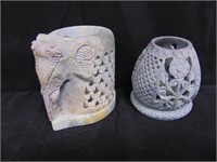 (2) SOAP STONE CANDLE HOLDERS