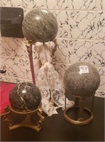 Set of 3 Marble Ball Pedestals