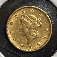 1854 Liberty Head Gold Dollar, Type 1 (MS60)