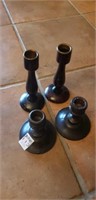 6" and 3" TWO PAIR wood candlesticks
