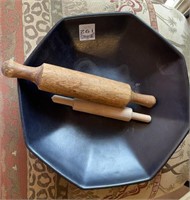 Decorative dish and rolling pins.