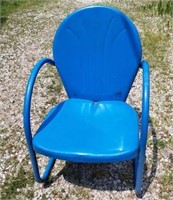 Bright blue, metal lawn chair
