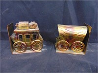STAGE COACH & WAGON METAL BOOK ENDS