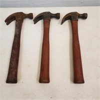 3 wood handle hammers