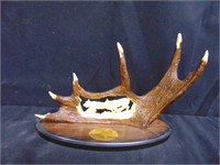 COMPOSITE MATERIAL FIGURINE - ANTLER & WOLF