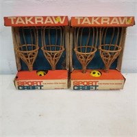 2 Vintage TAKRAW sets; wicker bats, orig. boxes...