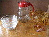 Vintage Beehive Syrup, Amber Sugar, Custard Bowls