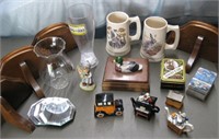 Vtg Stoneware Mugs, shelves, Card Boxes, Trinkets