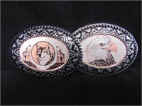 BELT BUCKLES - COPPER ART - WOLF AND EAGLE