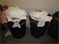 2 plastic cans w/ misc. towels (for shop towels/ra