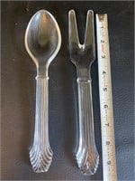 Vintage glass fork and spoon