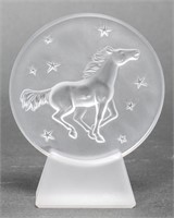 Lalique Frosted Crystal Kazak Horse Paperweight