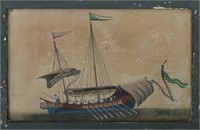 19th C. Chinese Export Maritime Watercolor