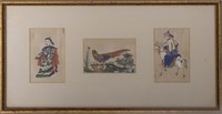 19th C. Chinese Export Triptych On Paper