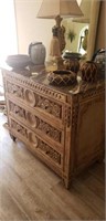 Crackled Marble top Console cabinet 
44w x 24d x