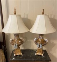 Pair of lamps Approximately 32 1/2" tall,