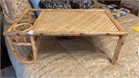 Wood and wicker dining tray 
Approximately 27