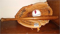 Vintage Hanna Batrite Baseball Bat & Glove & Ball