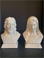 Iridescent Jesus and Mary Bust Statues