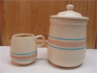 McCoy Blue and Pink Band Cup and Cookie Jar -Hair