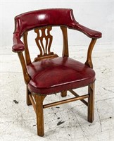 Wood and Leather Library / Desk Arm Chair