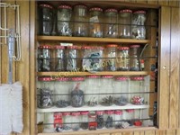 all glass jars with nuts & bolts assorted