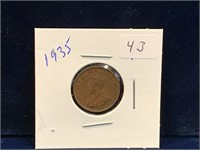 1935 Canadian one cent piece